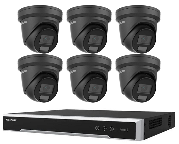 Hikvision ColorVu 6MP 8 Channel Turret IP CCTV KIT (with 3TB HDD) (WITH AUDIO) BLACK