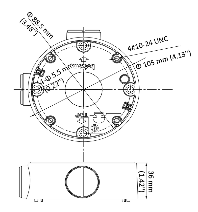 Hikvision DS-1260ZJ CCTV Camera Junction Box Dimensions