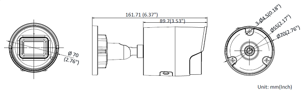 Hikvision DS-2CD2086G2-IU AcuSense 8MP IR Fixed Mini Bullet Camera Dimensions