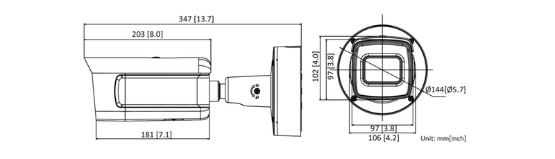 Hikvision DS-2CD5A46G0-IZHS DarkFighter 4MP Varifocal Bullet Network Camera Dimensions