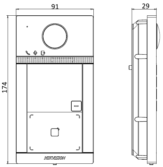 Hikvision DS-KV8113-WME1 Video Intercom Villa Door Station (Single Button) Dimensions