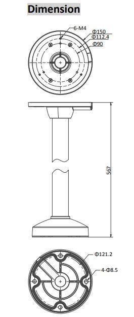 Hikvision DS-1271ZJ130TRL Dimensions