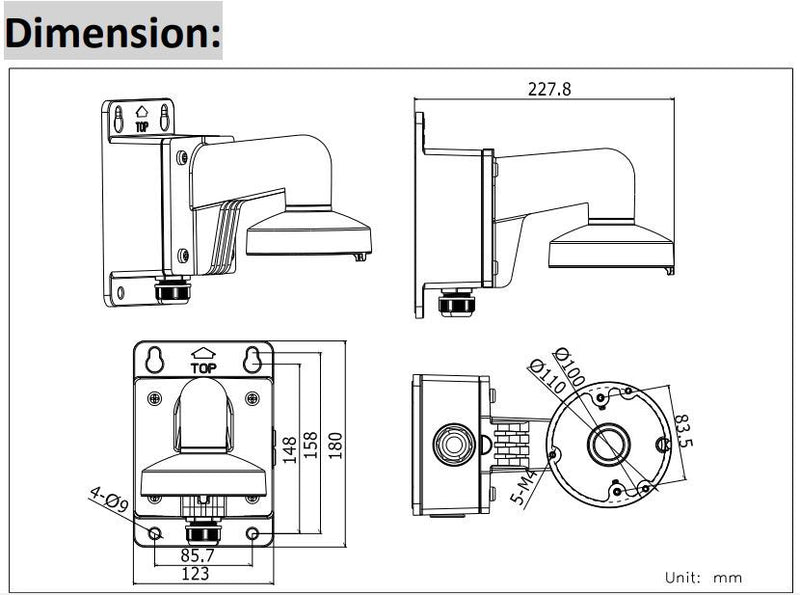 Hikvision DS-1272ZJ-110B Dimensions