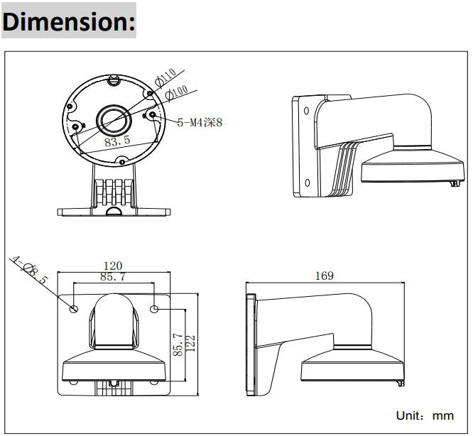Hikvision DS-1272ZJ-110 Dimensions