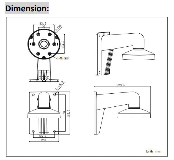 Hikvision DS-1273ZJ-130TRL Dimensions