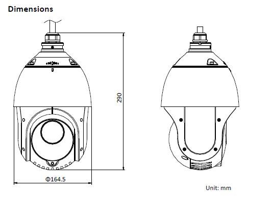 Hikvision DS-2DE4225IW-DE 2MP Varifocal PTZ Network Camera Dimensions