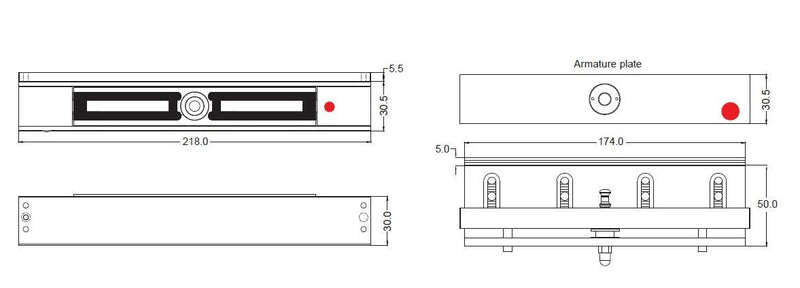 FSH MEM2400 MEM Slimline Magnetic Lock Dimensions
