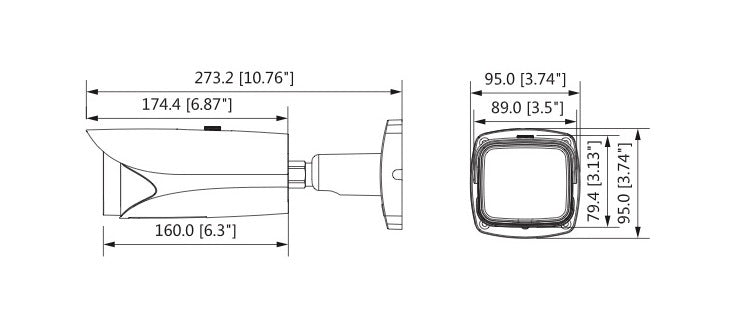 Dahua IPC-HFW5431E-ZE Starlight 4MP Varifocal Bullet Network Camera Dimensions
