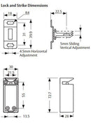 Lockwood EL110 Electric Cabinet Lock Dimensions