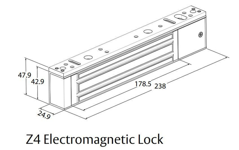 Assa Abloy Lockwood PD-770300-S Z4 Electromagnetic Lock Dimensions
