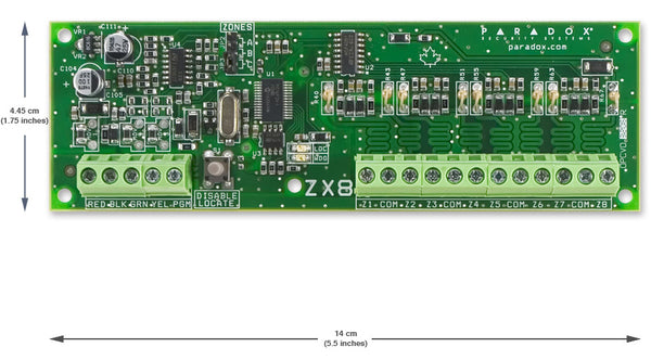 Paradox ZX8 Alarm Expander Dimensions
