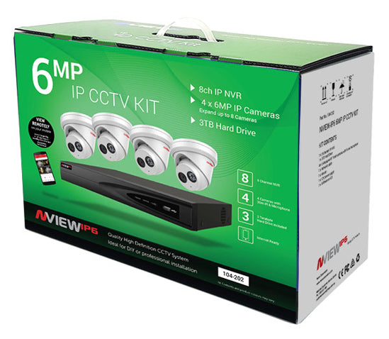 NESS NVIEW-IP6 6MP Turret 8 Channel IP CCTV KIT (with 3TB HDD)